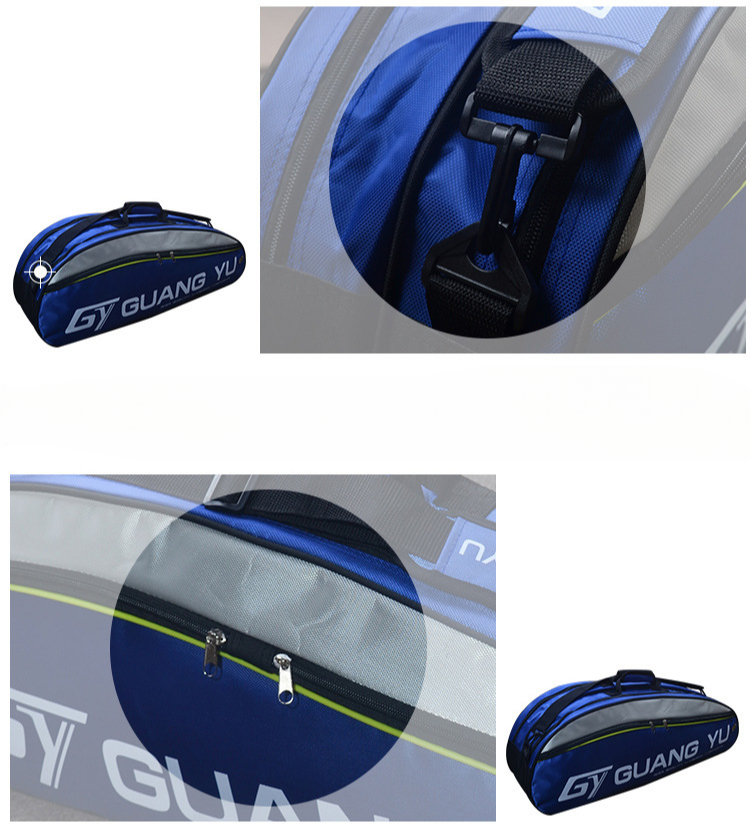 Large capacity can hold 6 badminton racket/tennis racket/squash racket backpack/multi-layer sports shoulder bag unisex_voghion.com