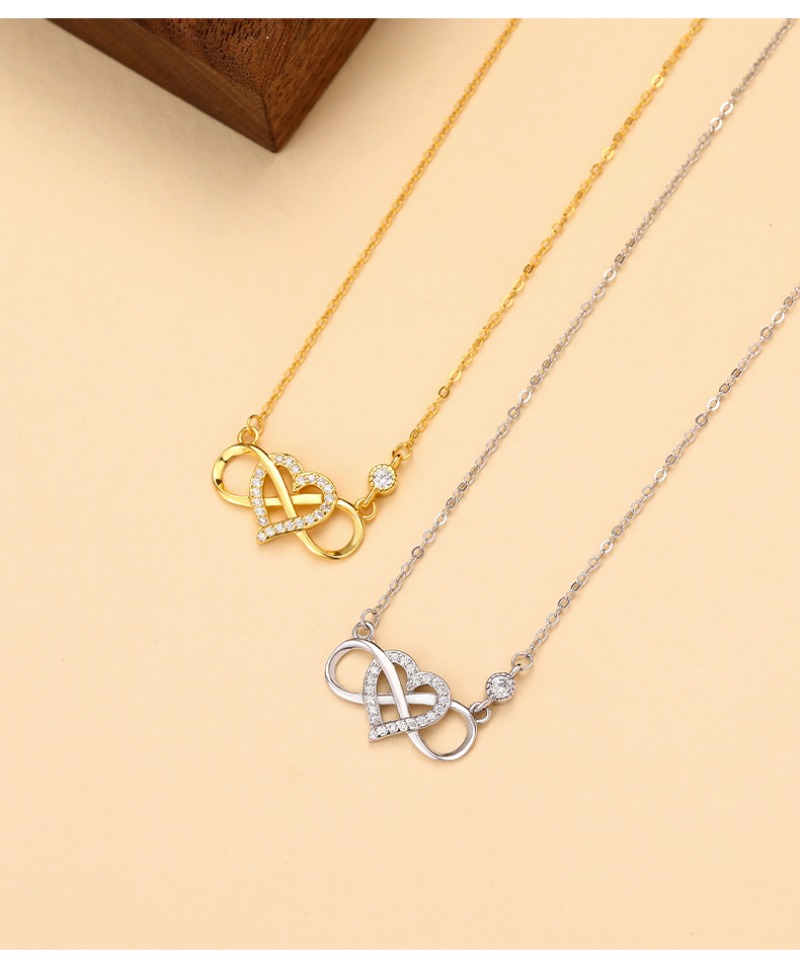 Sterling silver light luxury zircon love necklace niche Mobius collarbone chain_voghion.com