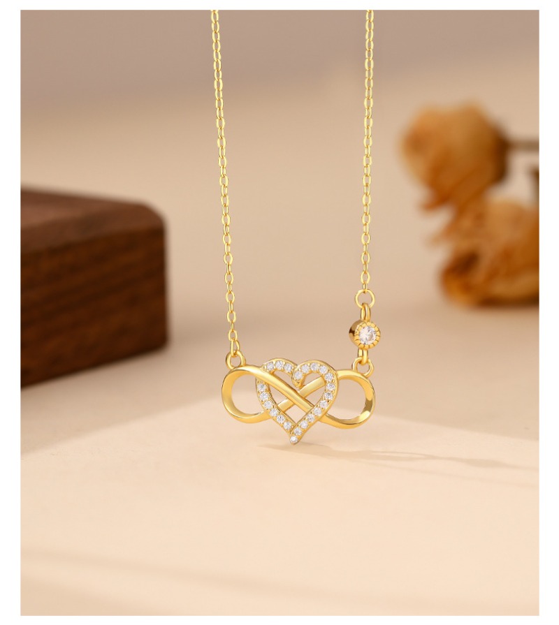 Sterling silver light luxury zircon love necklace niche Mobius collarbone chain_voghion.com