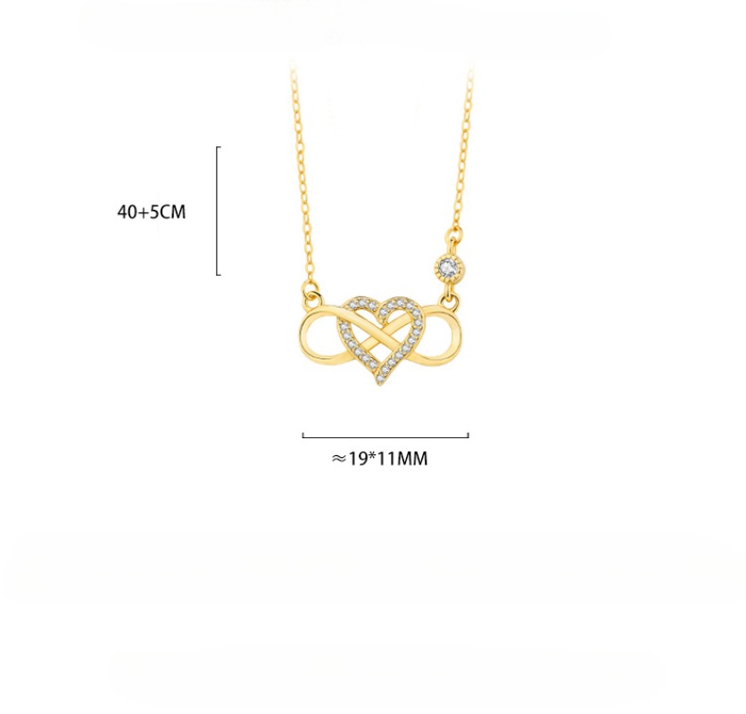 Sterling silver light luxury zircon love necklace niche Mobius collarbone chain_voghion.com