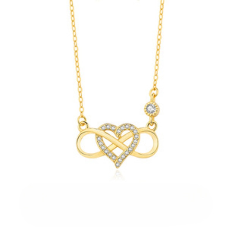 Sterling silver light luxury zircon love necklace niche Mobius collarbone chain_voghion.com