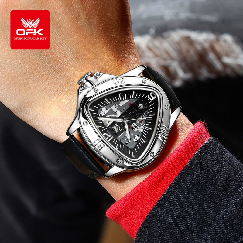 Ceas de mână OPK, cuarț, cadran mare, triunghi, casual, la modă, bărbătesc_voghion.com