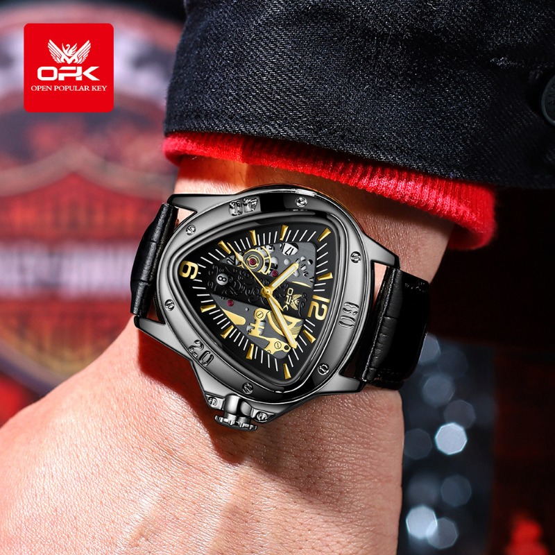 Ceas de mână OPK, cuarț, cadran mare, triunghi, casual, la modă, bărbătesc_voghion.com