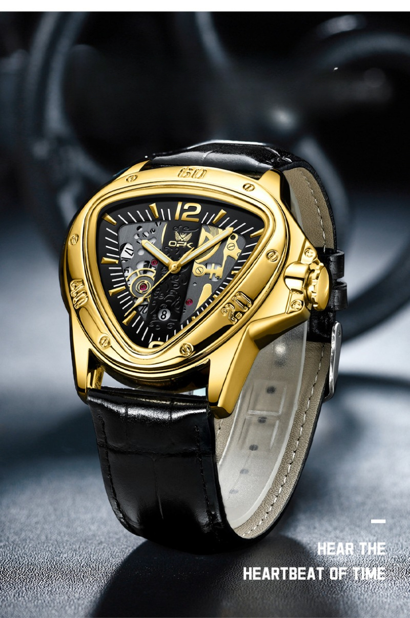 Ceas de mână OPK, cuarț, cadran mare, triunghi, casual, la modă, bărbătesc_voghion.com