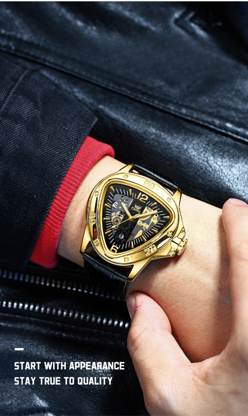 Ceas de mână OPK, cuarț, cadran mare, triunghi, casual, la modă, bărbătesc_voghion.com