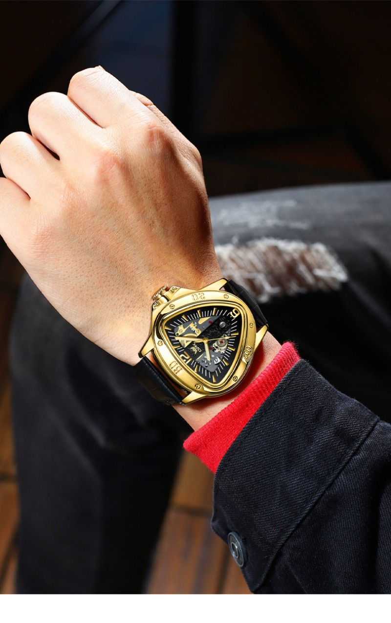 Ceas de mână OPK, cuarț, cadran mare, triunghi, casual, la modă, bărbătesc_voghion.com