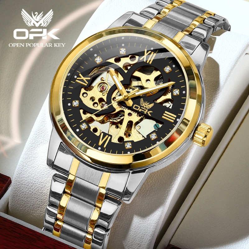 OPK brand hollow men's watch luminous waterproof automatic mechanical watch_voghion.com