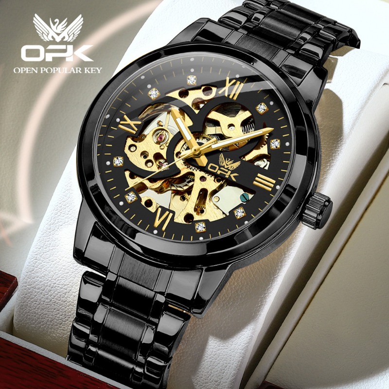 OPK brand hollow men's watch luminous waterproof automatic mechanical watch_voghion.com