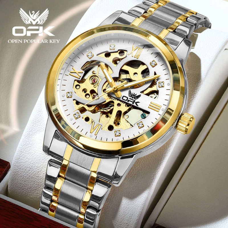 OPK brand hollow men's watch luminous waterproof automatic mechanical watch_voghion.com
