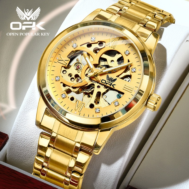 OPK brand hollow men's watch luminous waterproof automatic mechanical watch_voghion.com