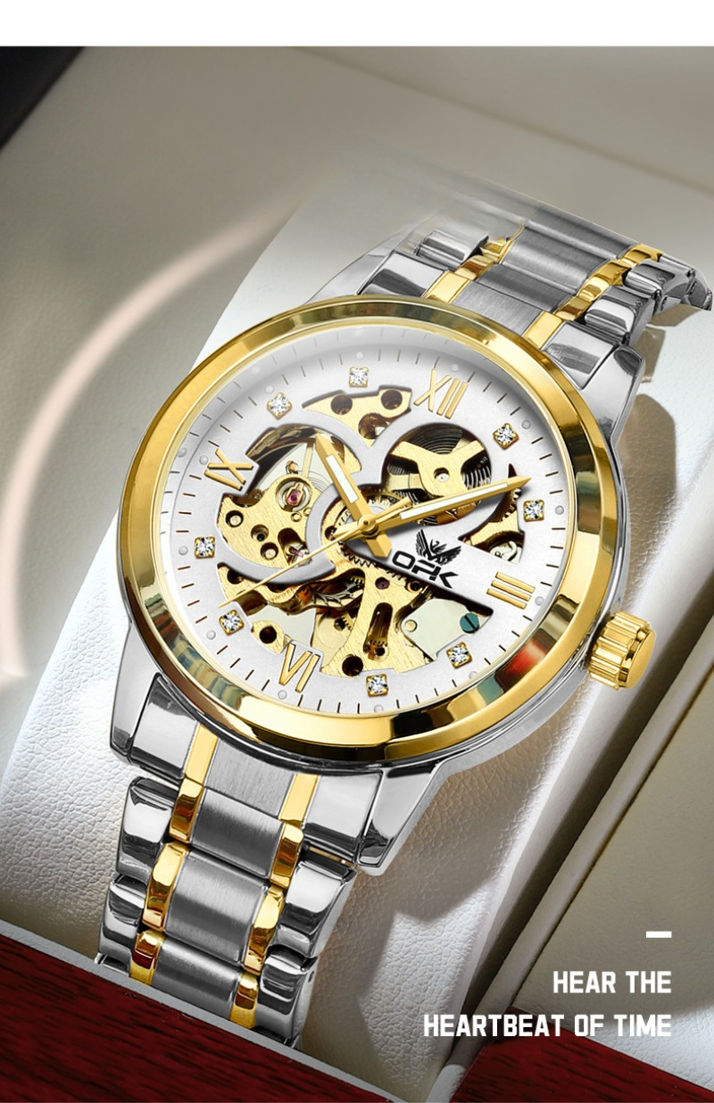 OPK brand hollow men's watch luminous waterproof automatic mechanical watch_voghion.com