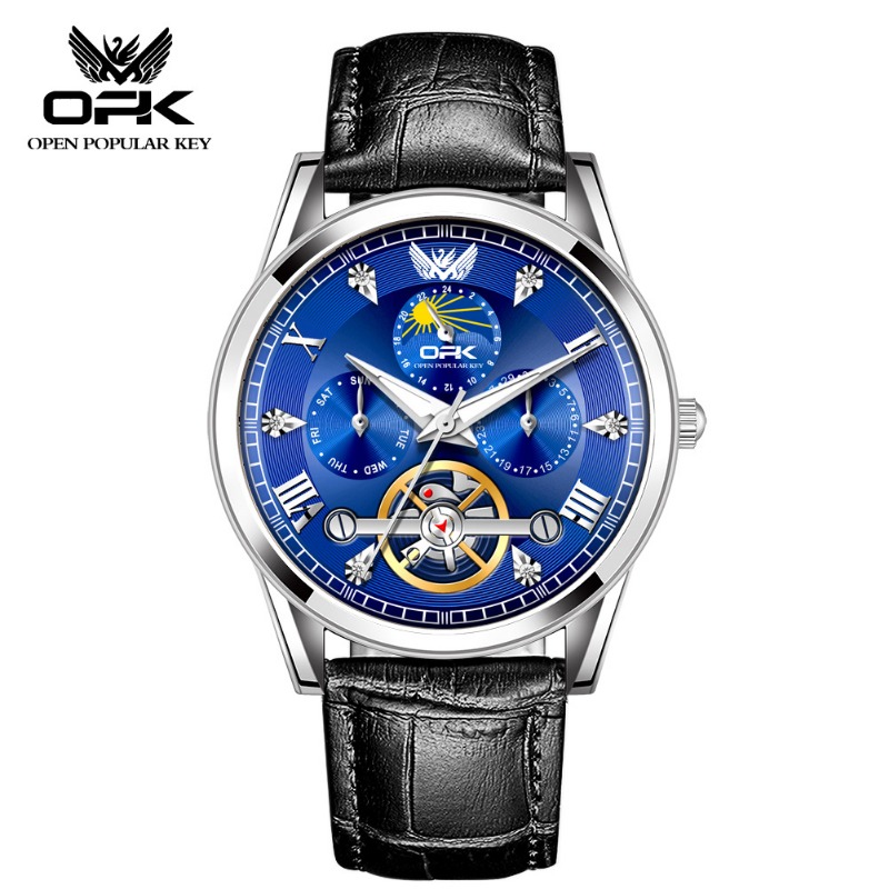 OPK brand watch tourbillon belt calendar luminous quartz men's watch_voghion.com