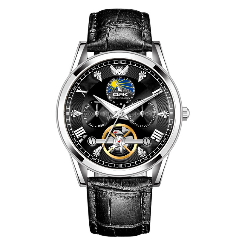 OPK brand watch tourbillon belt calendar luminous quartz men's watch_voghion.com