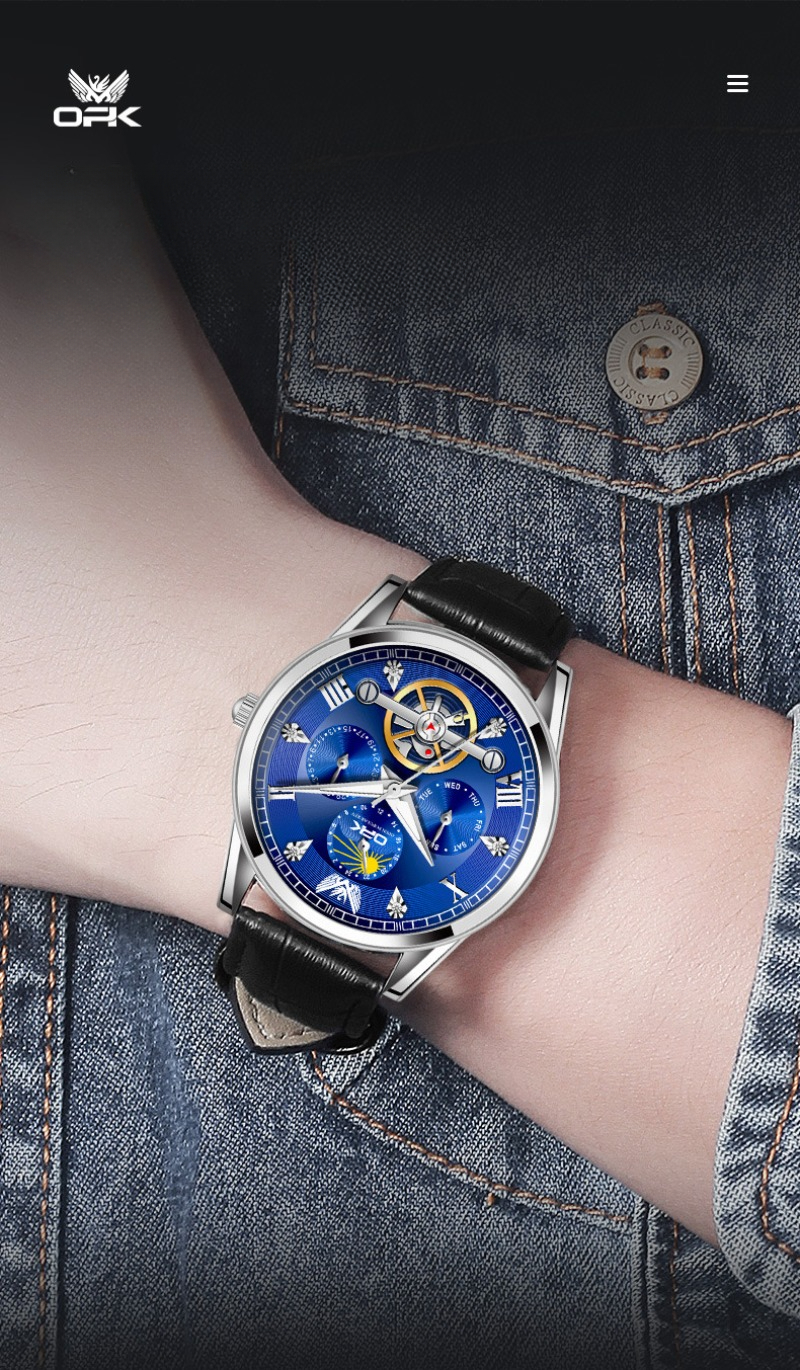 Men's Quartz Watch With Tourbillon And Calendar Luminous Hands_voghion.com