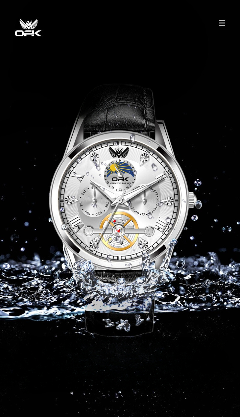 Men's Quartz Watch With Tourbillon And Calendar Luminous Hands_voghion.com