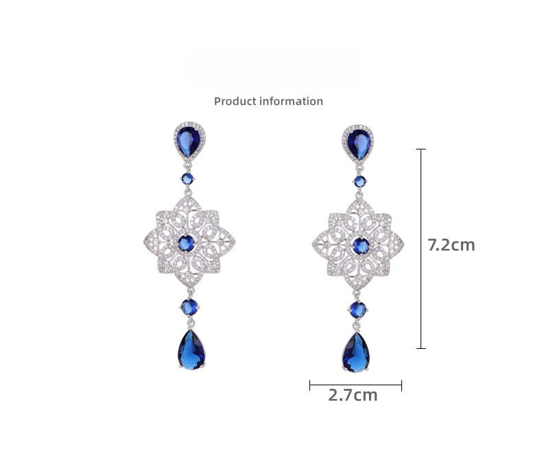 Light luxury high-end heavy industry earrings banquet dress with long hollow pattern water drop earrings_voghion.com