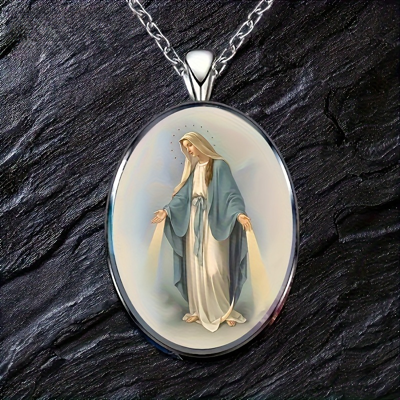 Collier pendentif ovale en alliage de verre Muse pour cadeaux de mariage ou d'anniversaire,_voghion.com