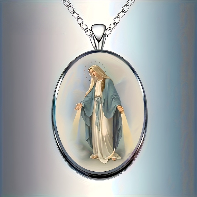 Collier pendentif ovale en alliage de verre Muse pour cadeaux de mariage ou d'anniversaire,_voghion.com