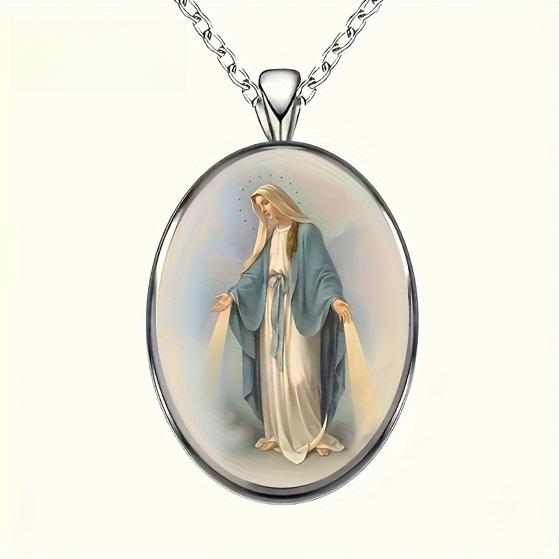 Collier pendentif ovale en alliage de verre Muse pour cadeaux de mariage ou d'anniversaire,_voghion.com