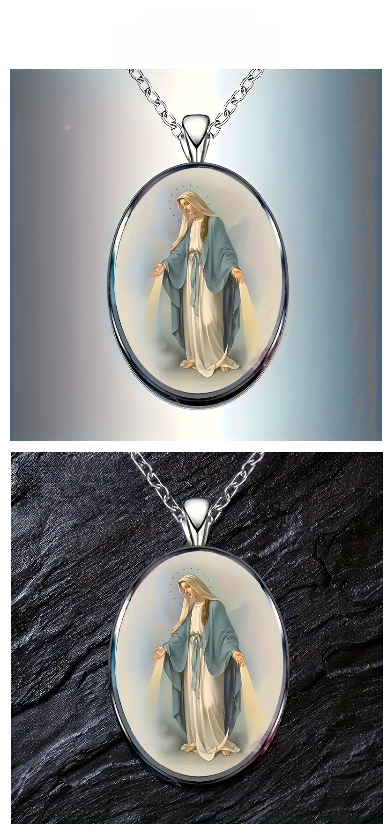 Collier pendentif ovale en verre muse pour mariage anniversaire_voghion.com
