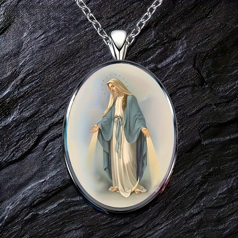 Collier pendentif ovale en verre muse pour mariage anniversaire_voghion.com