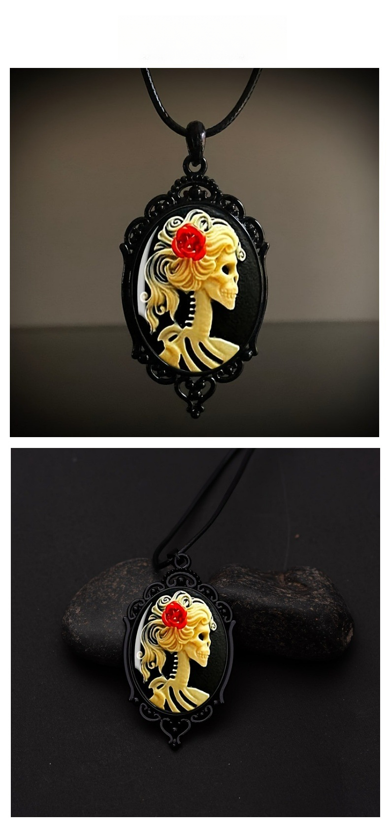 Gothic Skull Queen Pendant Necklace For Halloween Party Style_voghion.com