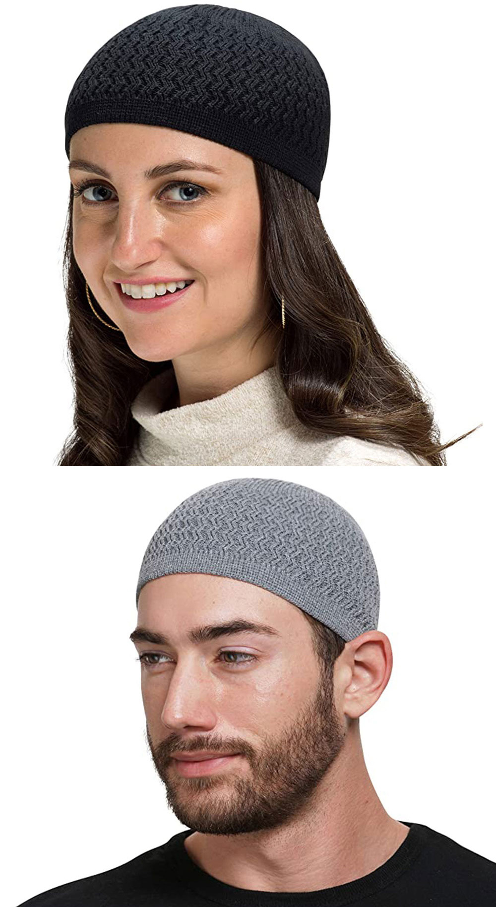 Unisex Knitted Wavy Pattern Beanie Warm Wool Winter Headgear_voghion.com
