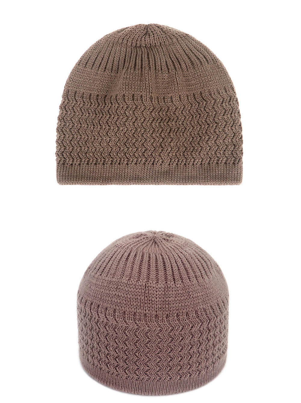 Unisex Knitted Wavy Pattern Beanie Warm Wool Winter Headgear_voghion.com