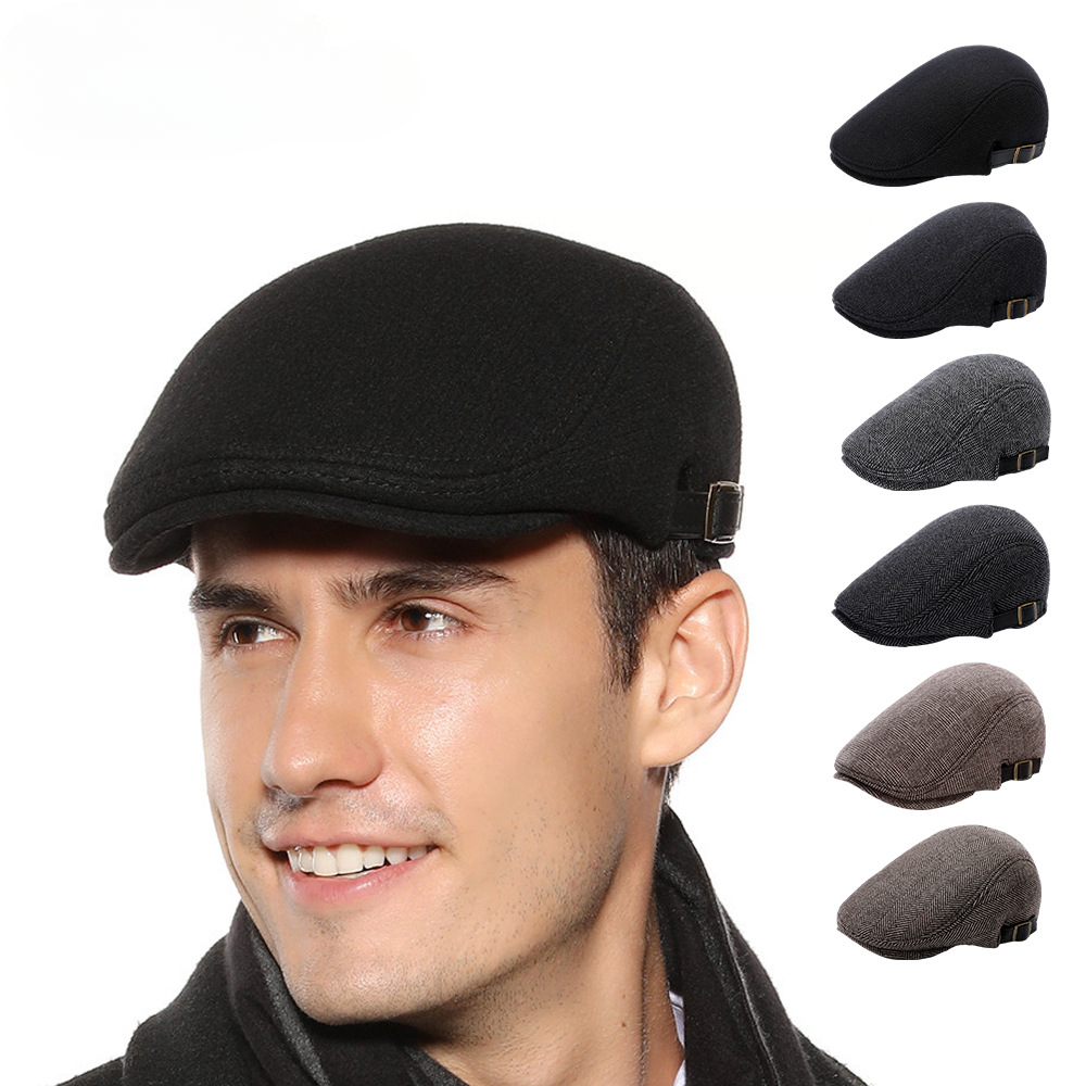 Wollmütze Herren Baskenmütze Herbst und Winter neue Mütze europäische und amerikanische Mütze Malermütze Vorwärtsmütze_voghion.com