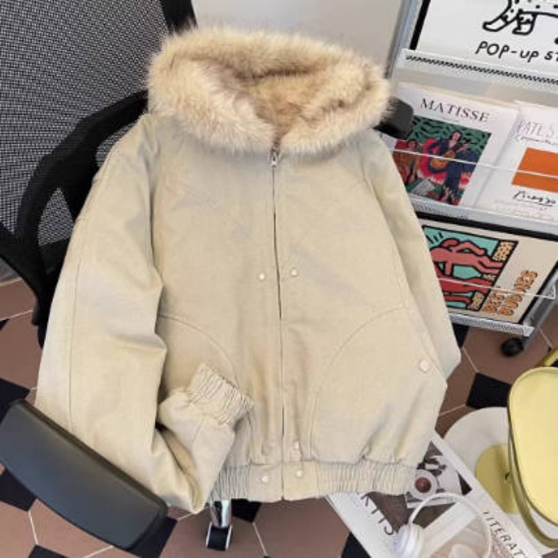 Men's Hooded Leather Jacket With Fur Collar And Warm Lining_voghion.com