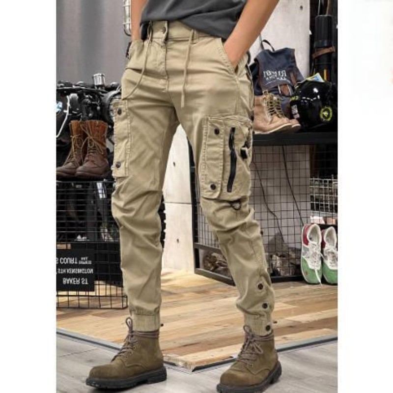 Schlanke Herren Freizeithose Mit Elastischem Bund Und Taschen_voghion.com