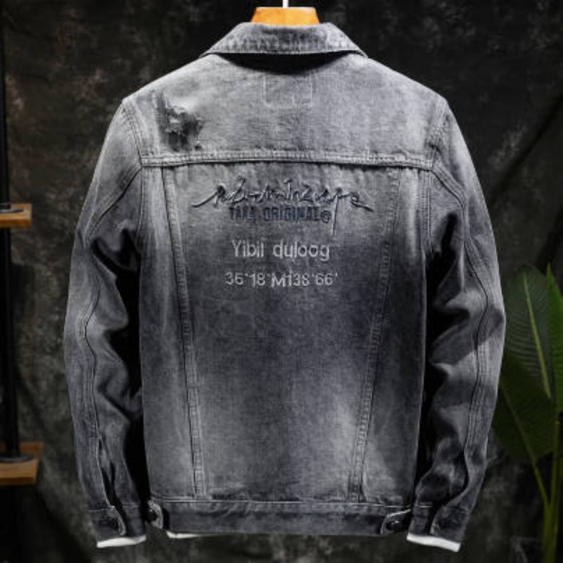 Spring and Autumn New Retro Denim Jacket Men's Trendy Brand Handsome Tooling Jacket Men's Trendy Slim-fitting Versatile Jacket_voghion.com