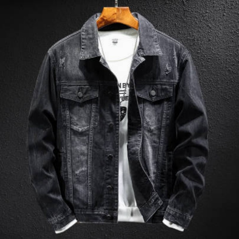 Spring and Autumn New Retro Denim Jacket Men's Trendy Brand Handsome Tooling Jacket Men's Trendy Slim-fitting Versatile Jacket_voghion.com