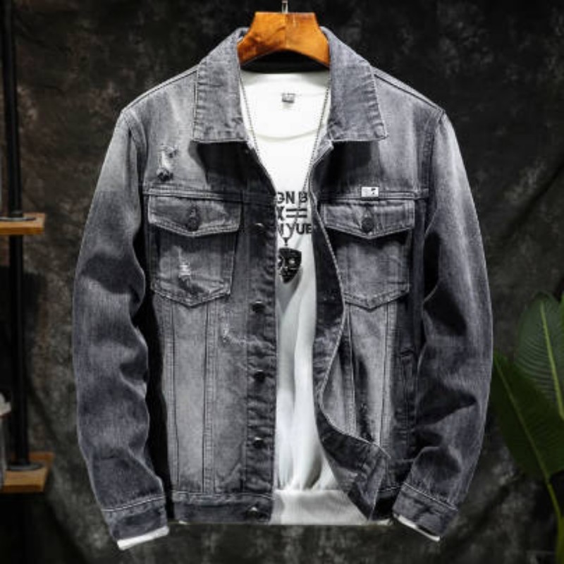 Spring and Autumn New Retro Denim Jacket Men's Trendy Brand Handsome Tooling Jacket Men's Trendy Slim-fitting Versatile Jacket_voghion.com