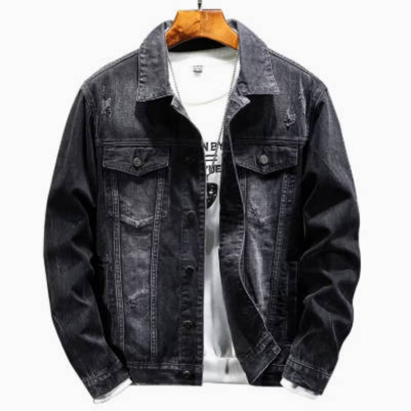 Spring and Autumn New Retro Denim Jacket Men's Trendy Brand Handsome Tooling Jacket Men's Trendy Slim-fitting Versatile Jacket_voghion.com