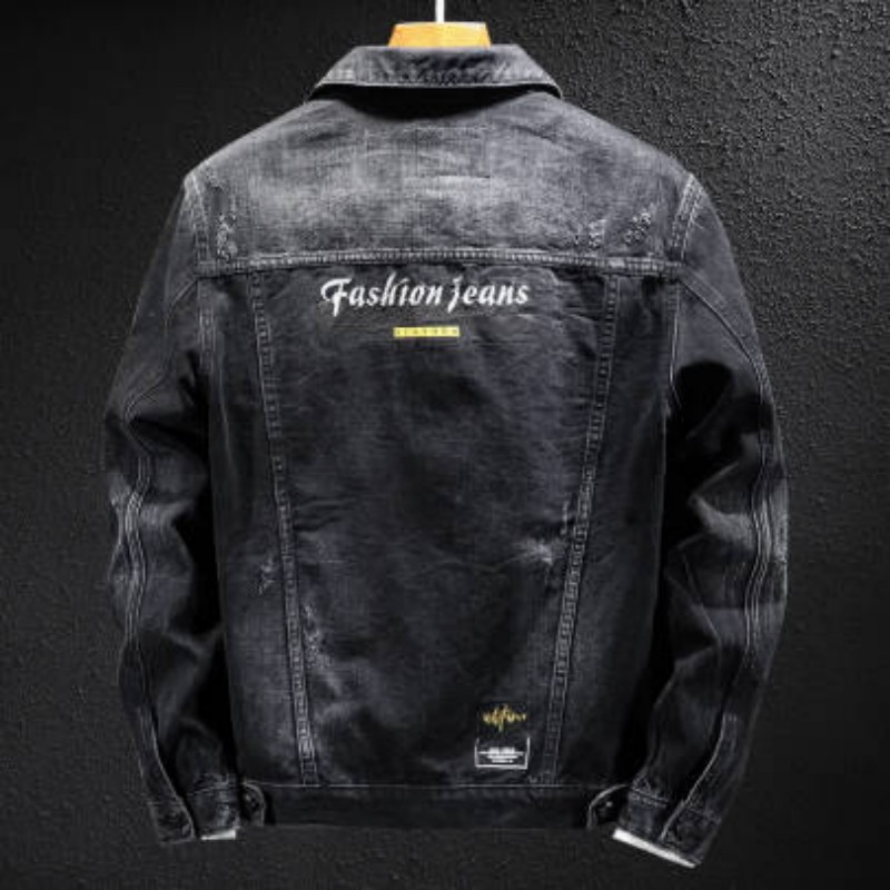 Spring and Autumn New Retro Denim Jacket Men's Trendy Brand Handsome Tooling Jacket Men's Trendy Slim-fitting Versatile Jacket_voghion.com