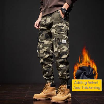 Pantaloni cargo uomo foderati in pile camouflage outdoor_voghion.com