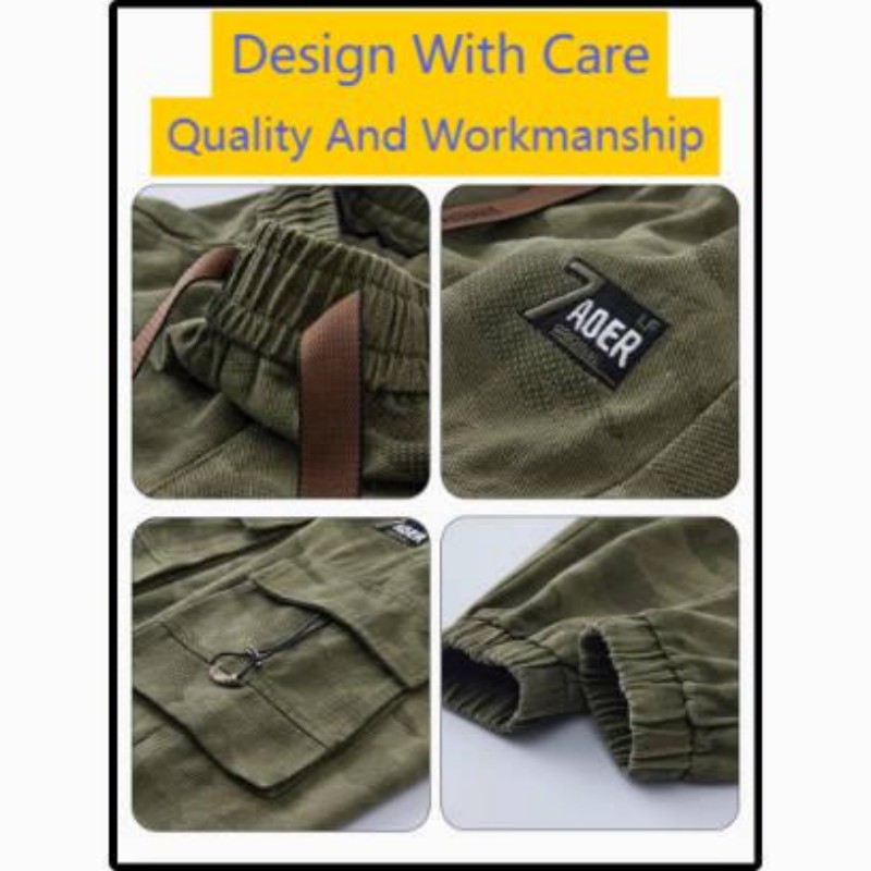 Salopette de camouflage pour hommes Pantalon de chargement de journalisation à pieds noués de grande taille pour hommes d'automne et d'hiver Pantalon décontracté en pur coton américain Ruffian Beau_voghion.com