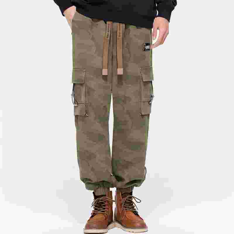 Pantalon cargo camouflage homme coton coupe ample automne hiver_voghion.com