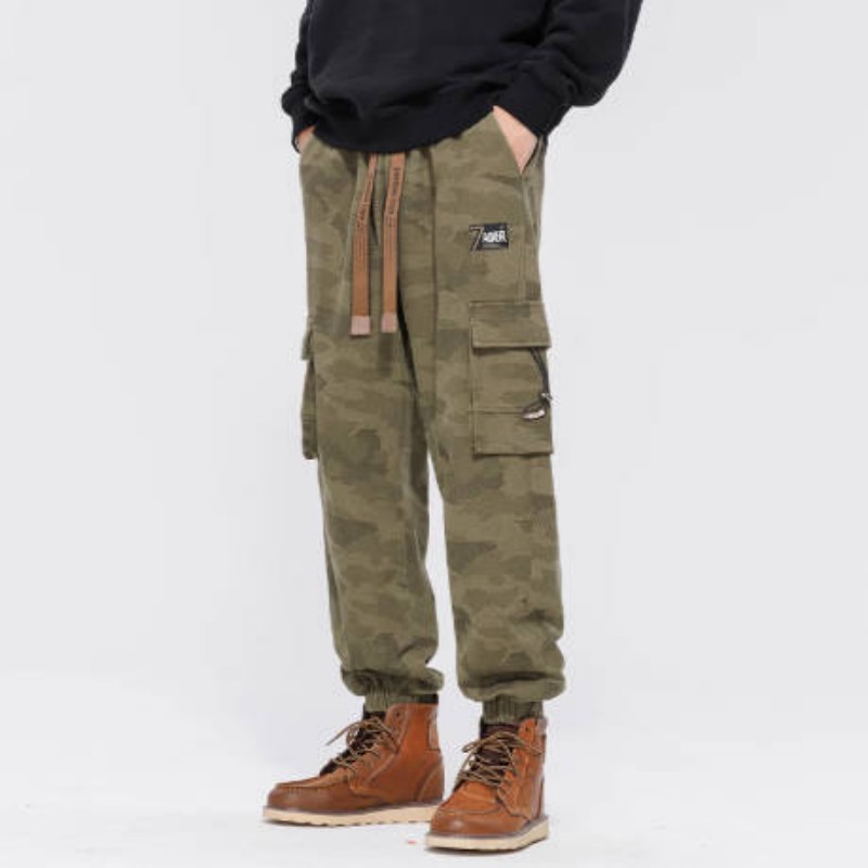 Pantalon cargo camouflage homme coton coupe ample automne hiver_voghion.com