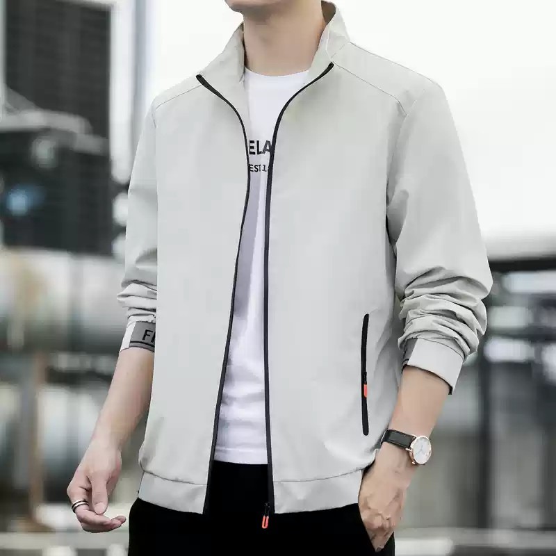 2025 New Coat Men's Spring and Autumn Jacket Trendy Handsome Fashion Casual Clothes Stand-up Neck Zipper Baseball Jersey_voghion.com