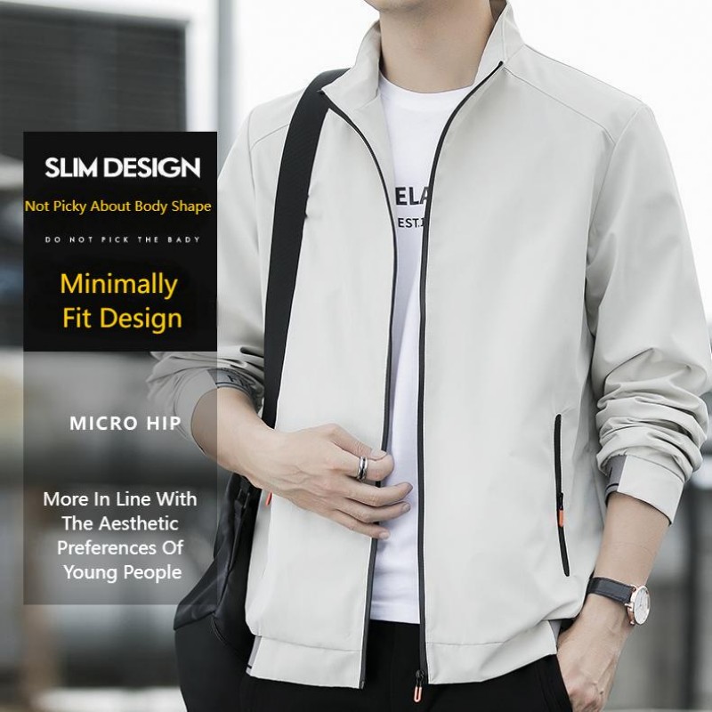 2025 New Coat Men's Spring and Autumn Jacket Trendy Handsome Fashion Casual Clothes Stand-up Neck Zipper Baseball Jersey_voghion.com