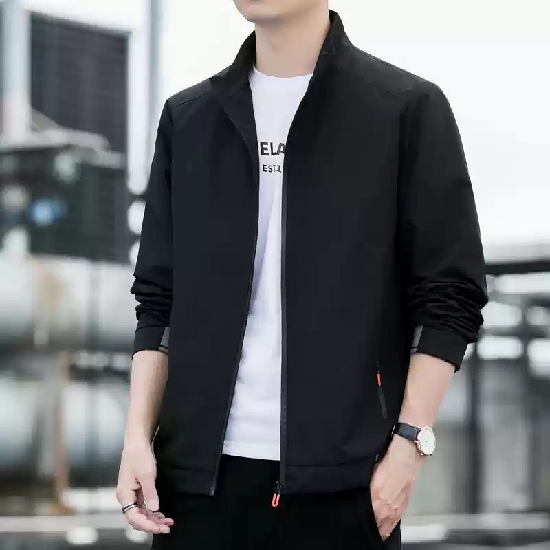 2025 New Coat Men's Spring and Autumn Jacket Trendy Handsome Fashion Casual Clothes Stand-up Neck Zipper Baseball Jersey_voghion.com
