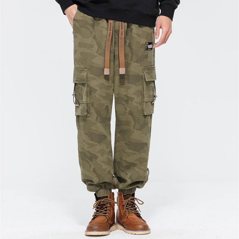 Men's Camouflage Pants Men's Autumn And Winter Large Size Tied Feet Logging Charging Pants Pure Cotton American Ruffian Handsome Casual Pants_ecoleips.com