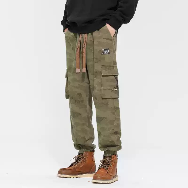 Men's Camouflage Pants Men's Autumn And Winter Large Size Tied Feet Logging Charging Pants Pure Cotton American Ruffian Handsome Casual Pants_ecoleips.com
