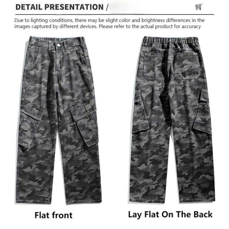 Kamuflažne kombinezone za muškarce, proljeće i jesen, novi trendi brend, američki High Street, mikro-povlačenje, ravne, široke duge hlače, proljeće i ljeto_voghion.com