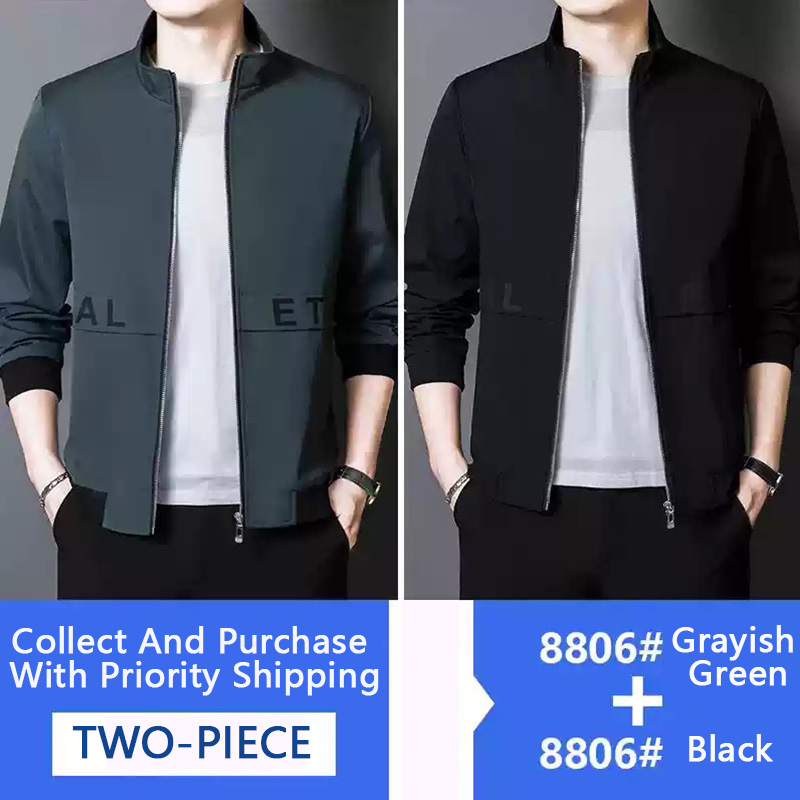Two-piece Men's Jacket Spring And Autumn 2025 New Loose Windproof Stand-up Collar Jacket Trendy Versatile Casual Sports Top 2 Jackets_voghion.com