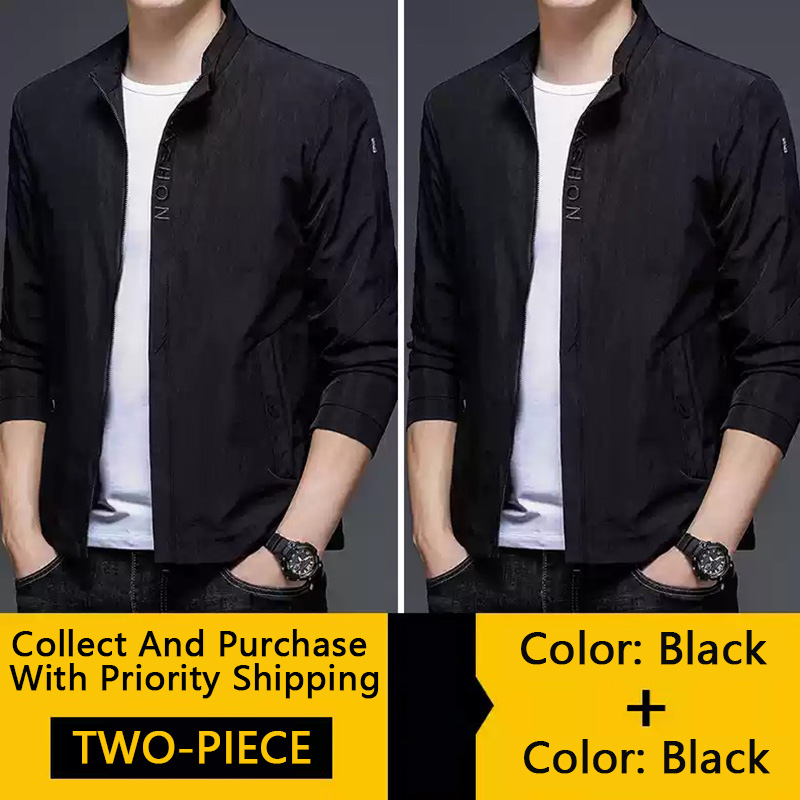 TWO-PIECE Plankton Handsome Coat Male Spring And Autumn Slim Jacket 2024 New Explosive Men's Spirit Guy Jacket Casual Clothes_viptrois.com