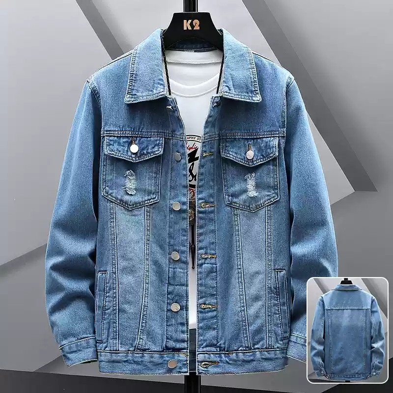 Giacca da uomo alla moda, giacca di jeans strappata, giacca da uomo alla moda ..._voghion.com