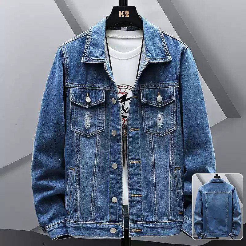 Giacca da uomo alla moda, giacca di jeans strappata, giacca da uomo alla moda ..._voghion.com